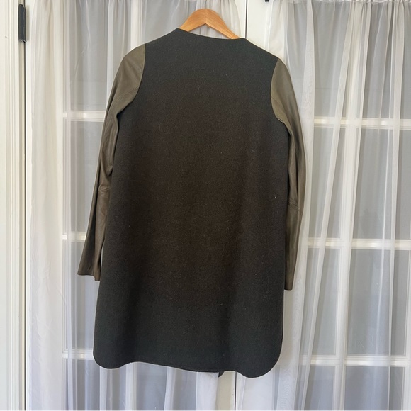 Vince Wool / Leather Green Jacket Sz XS - Picture 6 of 16